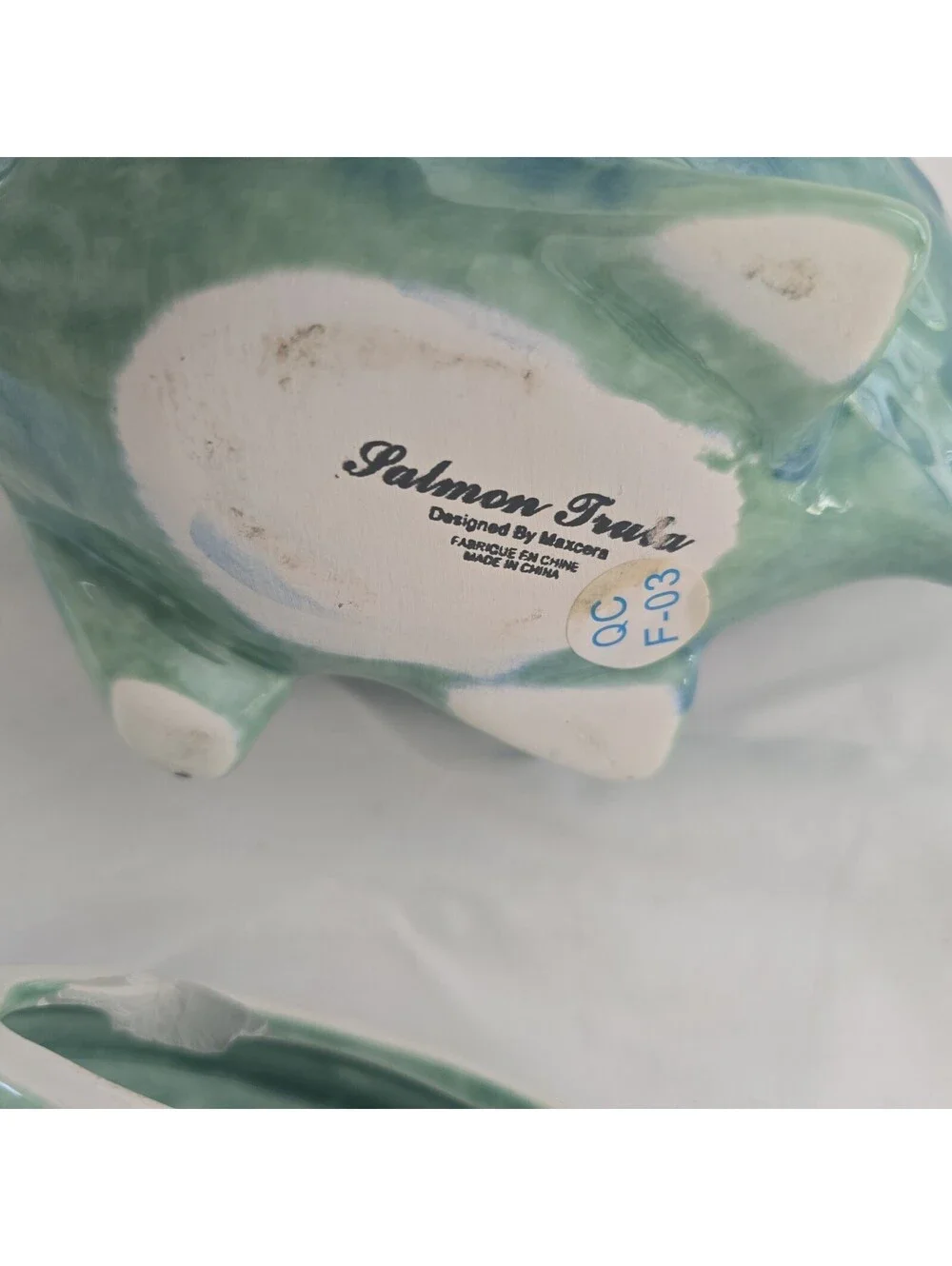 MAXCERA SALMON TRULA COOKIE JAR FISH CERAMIC HAND-PAINTED VINTAGE